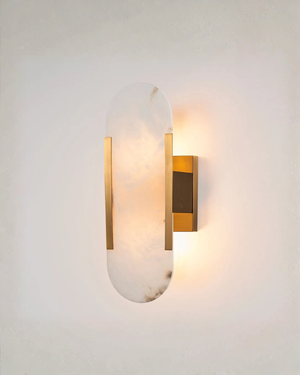 Brushed Gold Alabaster Oblong Wall Light