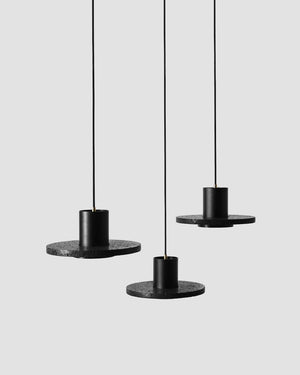 Three black Calm Lava pendant lights 
