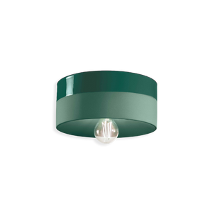 Matt and Shiny Ceramic Wide Cylindrical Ceiling Light small green