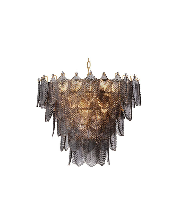 Charcoal Glass Leaf Tiered Chandelier