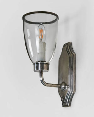 Classic Brass Wall Light with Glass Shade Nickel Light Off