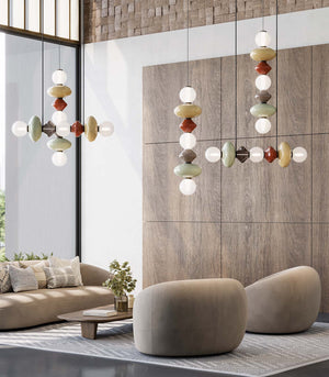 Colourful Stacked Glass Vertical Pendant-Lighting Collective