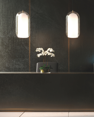 Contemporary Double-Chamber Glass Pendant Hotel Foyer