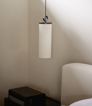 Contemporary Linen Cylindrical Pendant Light - Detail