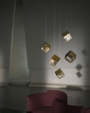 Crystal and Metal Cube Pendant | Pyrite