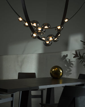 Curved Hand-Blown Bubble Pendant | Dew Drops