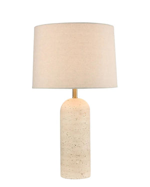 Curved Travertine Table Lamp | Light On | Lighting Collective