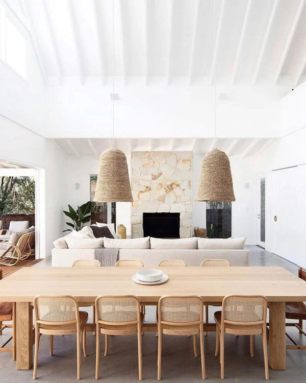 Cylindrical Dome Rattan Pendant Light