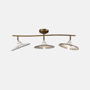 Traditional Scalloped Ceramic Linear Ceiling Light three adjustable shades