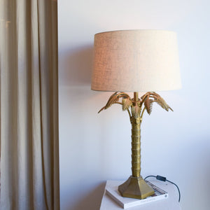 Eclectic Palm Tree Antique Brass Table Lamp | SALE