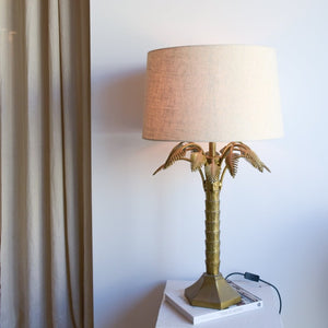 Eclectic Palm Tree Antique Brass Table Lamp