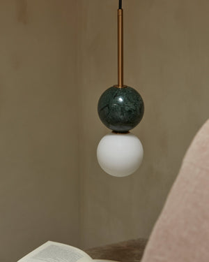 Double Orb Marble Pendant close up