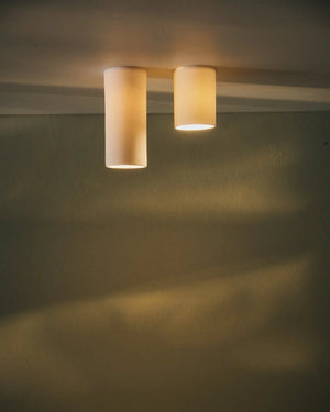 Dusked Eos Ceiling light fixture casting shadows on a wall
