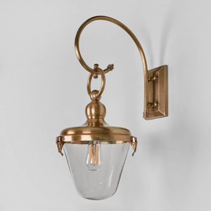 Outdoor Hanging Lantern Wall Light antique brass and glass turned off