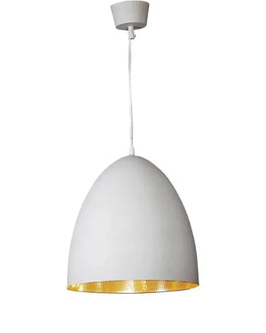White pendant lamp with gold interior on a white background