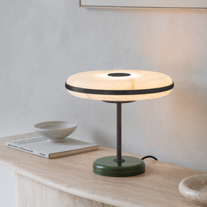 Elegant Alabaster Table Lamp | Lighting Collective | bronze and olive large in a living room
