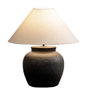 Coastal Ceramic and Linen Table Lamp | Black