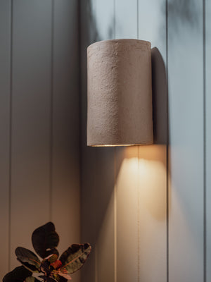 Exterior Organic Raw Ceramic Wall Light | Nudie Side Light On