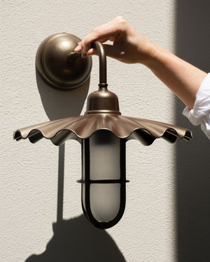 Exterior Pleated Shade Wall Light