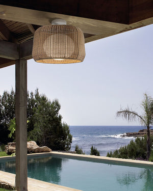Exterior Woven Basket Ceiling Light