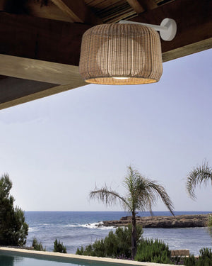 Exterior Woven Basket Wall Light | Light Beige | Lighting Collective 