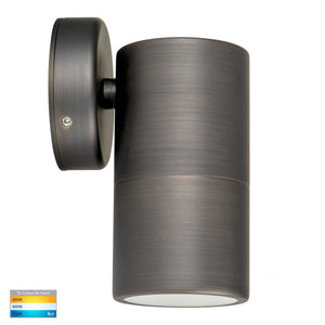 Fixed Down Pillar Wall Light | Antique Brass | TRIColour | Side View