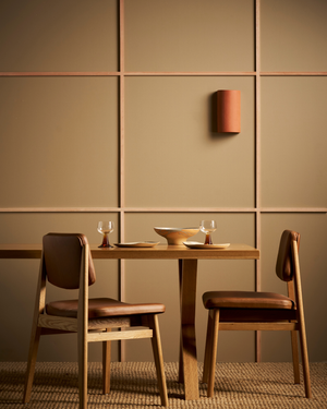 Terracotta Curve Wall Light in a modern room setting made in Melbourne by Robert Gordon