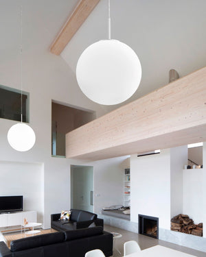 Hanging Opal Glass Globe Light Black Large