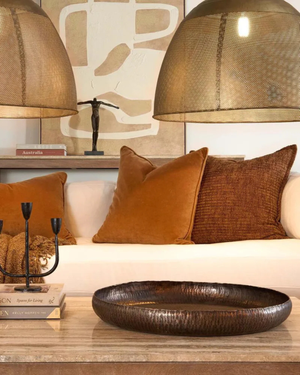 Iron Dome Pendant Light Antique Brass in a living area