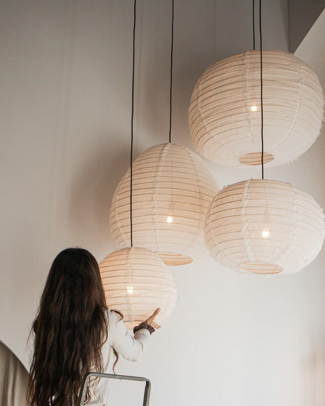 Japanese Orb Linen Pendant Shade – Lighting Collective