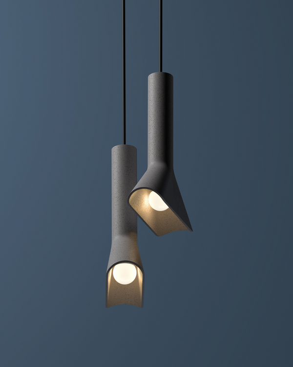 Angular Recycled Concrete Pendant | Ru