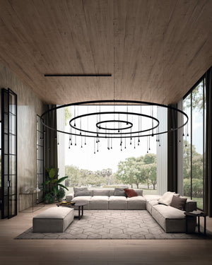 Circular Drop Bell Pendant in a Living Room