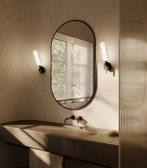 Leather & Striped Glass Wall Light