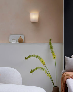 Pleated Glass Wall Light in a lounge room 