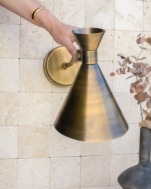 Mid-Century Conical Wall Lamp Lighting Collective Photoshoot Dark Brass 