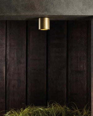 Antique Brass Ceiling Light installed on a concrete bulkhead