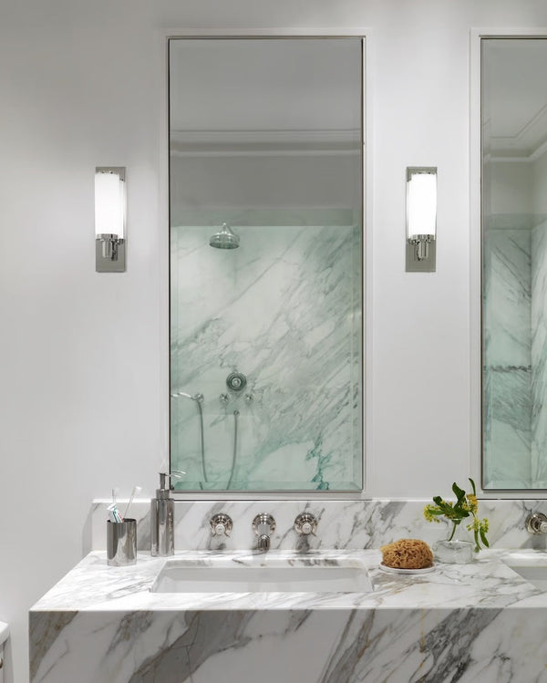 Transitional Cylindrical Chrome & Glass Wall Light