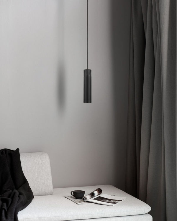 Slim Scandinavian Metal & Wood Pendant