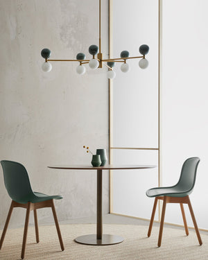 Modern Marble and glass pendant light with six arms