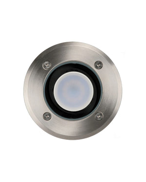 Top view of inground stainless steel uplighter