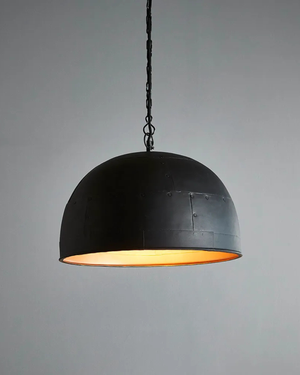 Matte Black Riveted Dome Pendant