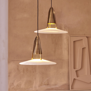 Mid-Century Alabaster and Brass Pendant Light | Lighting Collective | cluster brass finish