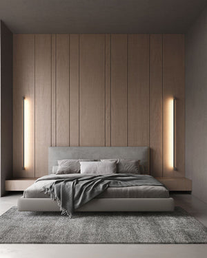 Minimalist Slimline Indirect Wall Light | Lighting Collective | white large on both sides of a bed