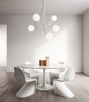 Minimalist Flexible Arm and Orb Chandelier 5 Light Living Area
