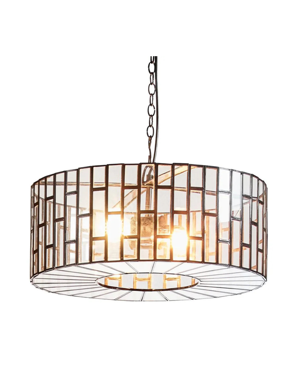 Modern Mid-Century Black Drum Chandelier