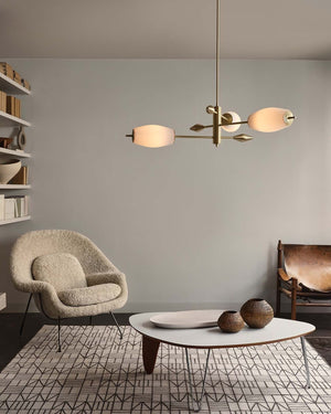 Modern Brass Balanced Arm Chandelier