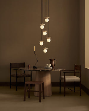 Natural Stone Orb 6 Light Chandelier | Dining Room Interior | Lighting Collective 