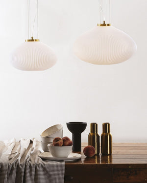 Opal White Textured Glass Pendant