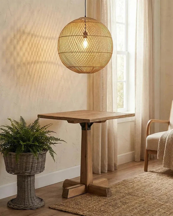 Organic Sphere Rattan Pendant Light