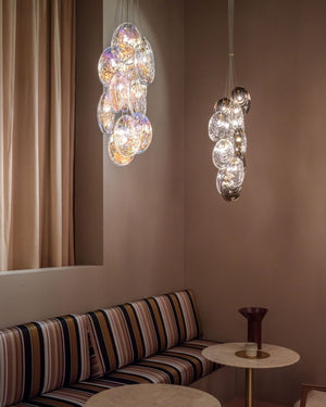 Organic Crystal Glass Shell Pendant | 12lt Cluster